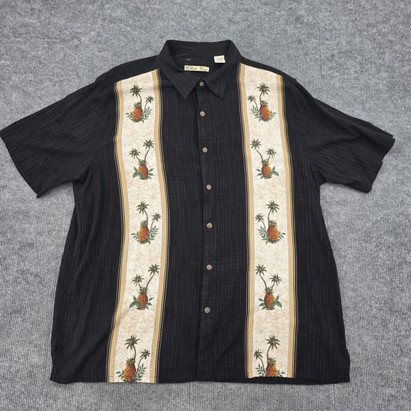 batik bay Other - Batik Bay Mens XL Black Rayon Pineapple Palm Tree Hawaiian Button Up Shirt